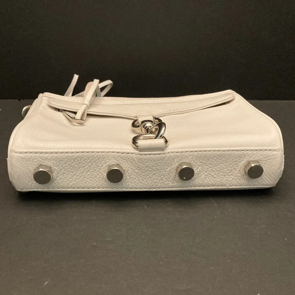 Rebecca Minkoff‎ Crossbody Bag White Leather Chain Strap Hook Front Bottom Studs